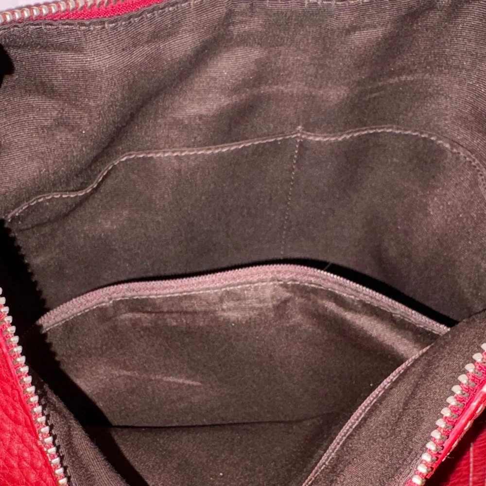 Coach Red Pebbled Leather Shoulder Bag with Front Pocket - Picture 3 of 9